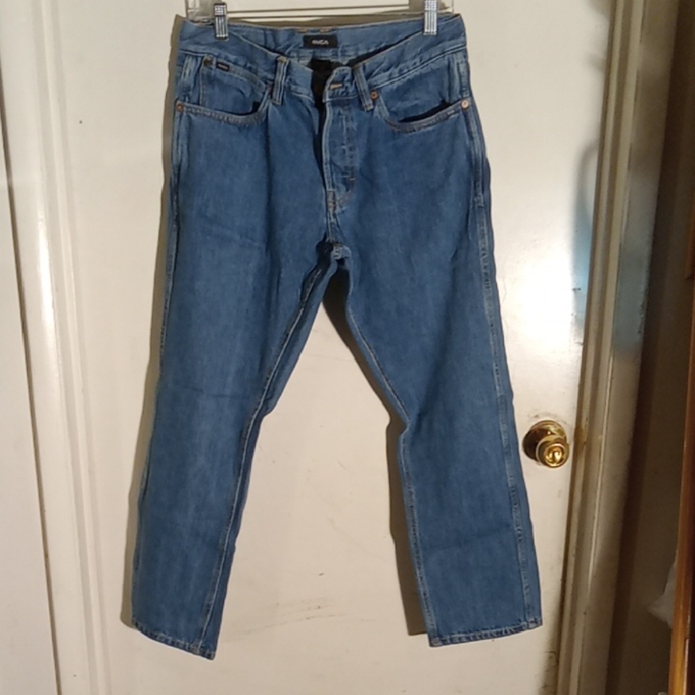 RVCA jeans, good condition. Leg inseam 28 inches. Blue Almost no stretch.